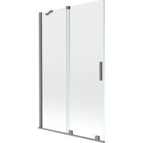 MEXEN/S - Velar dvoukřídlá posuvná vanová zástěna 110 x 150, transparent, grafit metal 896-110-000-01-95