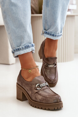 Zazoo 20175 Dámské polobotky na podpatku Přírodní kůže Tmavě béžové 38