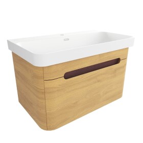 Koupelnová skříňka s umyvadlem SAT Fusion 77,5x43x45 cm dub medový mat SATFUSION80DMMW SATFUSION80DMMW