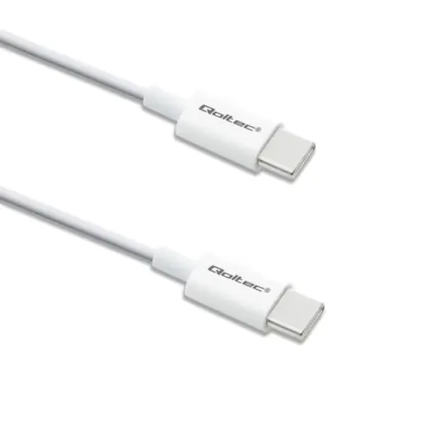 Qoltec 52360 Kabel USB-C 2.0 (M) - USB-C 2.0 (M) 1.5m bílá / PD 60W / QC 3.0 (52360)