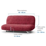 Bielastické potahy VITTORIA bordó dvojkřeslo s dřevěnými rukojeťmi (š. 80 -140 cm)