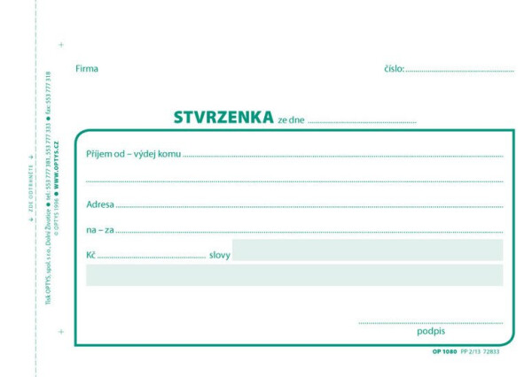 Stvrzenka, A6, 100 listů, NCR