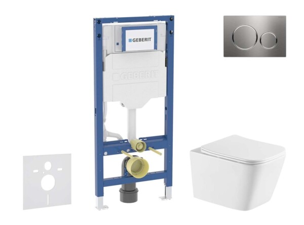 GEBERIT - Duofix Set předstěnové instalace, klozetu Arkas I a sedátka softclose, tlačítko Sigma20, nerez SANI11CA6174