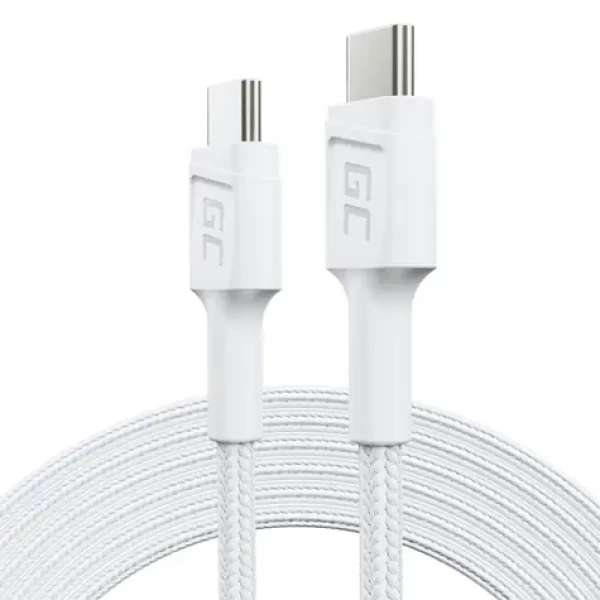 Green Cell PowerStream KABGC29W bílá / Kabel / USB-C - USB-C / USB 3.2 Gen 1 / 2 m / 60 W (KABGC29W)