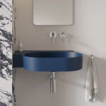 OMNIRES - OVO M+ umyvadlo na desku/závěsné - levé, 64 x 44 cm, midnight blue mat; OVO645UWLMB