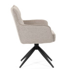 Židle jídelní, taštičkové pružiny v sedáku, 180° otočný mechanismus, lanýžová voděodolná látka, černý kov