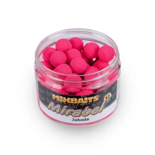 Mikbaits Fluo Mirabel Jahoda / Boilies / potápivé / 150 ml / 12 mm (MC0128)