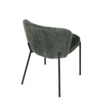 Židle jídelní, zelená látka, černé kovové nohy.