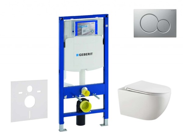 GEBERIT - Duofix Set předstěnové instalace, klozetu Gaia a sedátka softclose, tlačítko Sigma01, lakovaný matný chrom SANI11CA1135