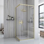 REA/S - Sprchový kout City 90x90 Gold Se sprchovou bílou vaničkou Savoy KPL-K6443