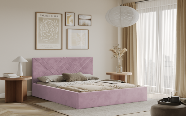 FRONTI Postel PADWA 160x200 růžová s úložným prostorem