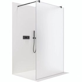 CERANO Sprchová zástěna Walk-in Onyx Duo L/P - 8 mm - kulatá vzpěra - černá matná, mléčné sklo - 160x200 cm
