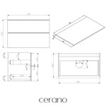CERANO - Koupelnová skříňka Velora - bílá matná, úchytka černá + deska pod umyvadlo Navira Slim - 18 mm - 80x54,8x46,5 CER-664723