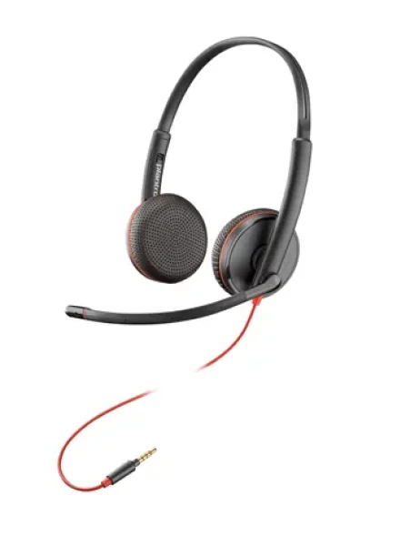Poly Blackwire C3225 černá / Náhlavní souprava / mikrofon / dvě sluchátka / 3.5mm jack (7S4M7AA)
