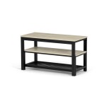 Botník 2 police, MDF dekor dub sonoma, kov - černý matný lak