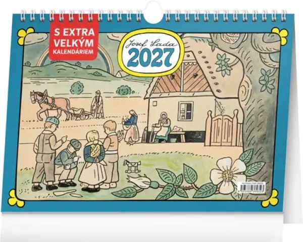 NOTIQUE Stolní kalendář Josef Lada 2027 / Extra velké písmo / 30 × 21 cm