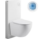CERANO Kompletní WC set Modul/Cesso - bílá lesklá - integrované WC tlačítko - pneumatický modul - 49x36 cm - 979853