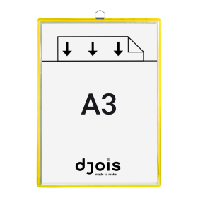 Djois rámeček s kapsou a očkem, A3, otevřený shora, žlutý, 5 ks