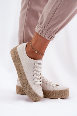 Dámské Tenisky Na Platformě S Pletením Lee Cooper LCW-25-02-3284 Světle Béžové 37