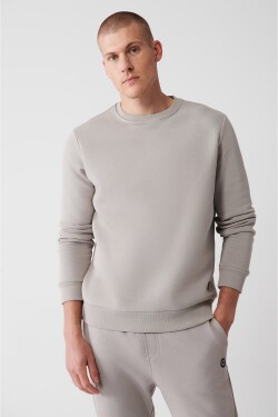 Avva Stone Unisex Sweatshirt Crew Neck Fleece Thread Cotton Regular Fit