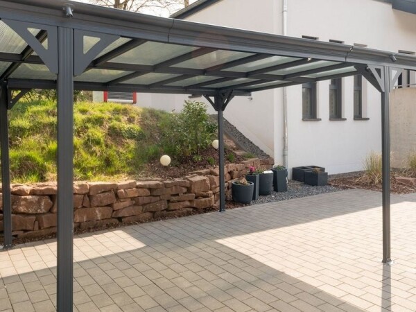 Hliníkový přístřešek (carport) – Helsinki (d. 503 × š. 305 × v. 232 cm), antracit 3,05, 5,03, Hliník