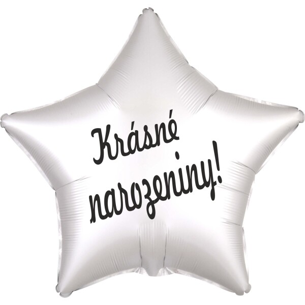 Balónek fóliový bílá hvězda Krásné narozeniny! balonky.cz Balónek fóliový bílá hvězda Krásné narozeniny! balonky.cz