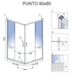 REA/S - Sprchový kout PUNTO 80x80 - černý Se sprchovou bílou vaničkou Savoy KPL-K1012