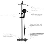 Erga Enza, sprchová souprava s termostatickou baterií a dešťovou hlavicí 20cm, černá matná, ERG-YKA-BP.ENZA20-BLK