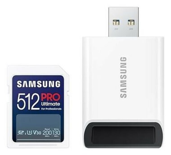 SAMSUNG SDXC PRO ULTIMATE 512GB + adaptér / SDXC / USB 2.0 / Class 10 / R: 200Mbps / W: 130Mbps (MB-SY512SB/WW)