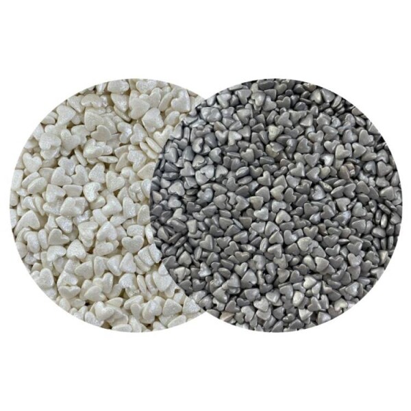 Dortisimo 4Cake Cukrová srdíčka bílá perleťová a stříbrná (120 g)