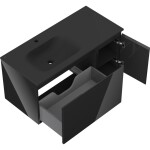 MEXEN/S - Orio koupelnová skříňka 90 cm s umyvadlem Vela levá, 1S, 1D, černá lesk/černá mat 91A13-09047-3-BBFF70-W23L71