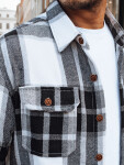 Pánská černobílá kostkovaná flanelová košile FashionStreet DX2673 M