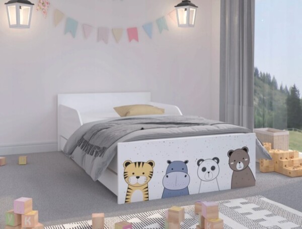 DumDekorace Kouzelná dětská postel se zvířátky 160 x 80 cm 23060