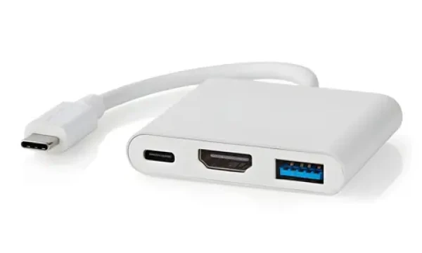 Nedis USB-C multiportový adaptér bílá / Adaptér / USB-C - USB-A, USB-C, HDMI / 4K 30Hz / 10 cm (CCGB64770WT01)