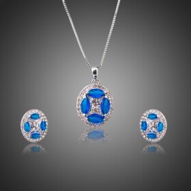 Souprava náhrdelníku a náušnic Swarovski Elements Ricco, Tmavě modrá 42 cm + 5 cm (prodloužení)