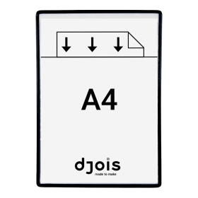 Djois rámeček s kapsou samolepicí, A4, otevřený shora, nepermanentní, černý, 5 ks