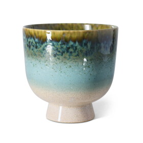 HK living Kameninový obal na květináč Retro Lagoon 20 cm, modrá barva, keramika