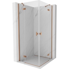 MEXEN/S - Mist H Duo sprchový kout dveře křídlové 95 x 95, transparent, měď kartáčovaná 8A5-095L-095P-65-00