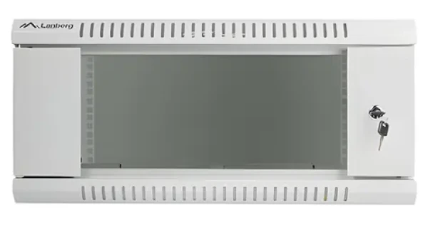 Lanberg WF01-6404-10S šedý / Nástěnný rozvaděč 19" / 4U / 600×450 mm / prosklené dveře / flat pack (WF01-6404-10S)
