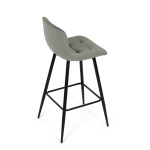 Židle barová, zelená látka, čtyřnohá kovová podnož, černý mat