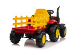 Mamido Dětský elektrický traktor s vlečkou 12V 7Ah EVA kola ECO kůže červený