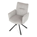 Židle jídelní, krémová manšestrová látka, 360° vratný mechanismus, černý kov