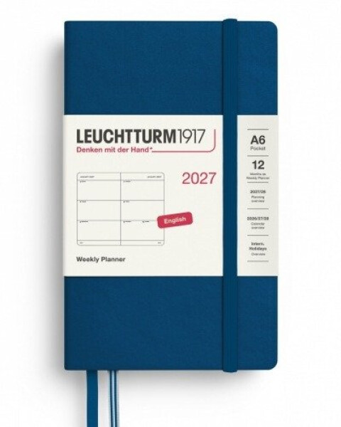 Týdenní plánovač Indigo, Pocket A6 2027, anglicky