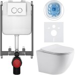 CERANO Kompletní WC set Basic/Cesso - bílá lesklá - WC tlačítko Dualo/Bílá - pro zazdění - 49x36 cm - 8050BD85926