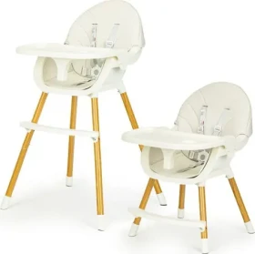 ECOTOYS Jídelní židlička 2v1 Béžová / od 6 měsíců (HA-004 BEIGE)