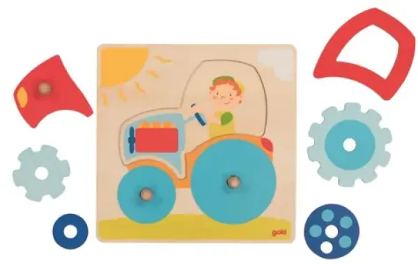 GOKI Dřevěné puzzle Traktor