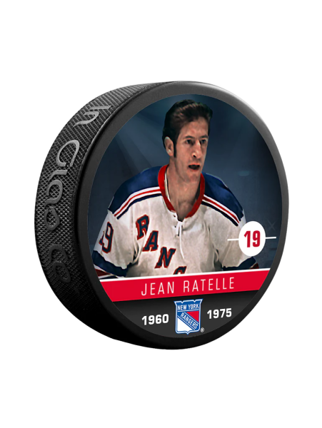 Inglasco / Sherwood Puk Jean Ratelle #19 New York Rangers Souvenir Collector Hockey Puck