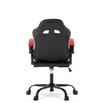 Herní křeslo, červená a černá ekokůže, houpací mechanika, opěrák 135°