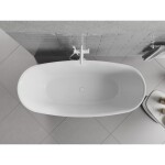 MEXEN/S - Luvo Slim volně stojící vana 170 x 75, bílá/černá, sifon a přepad bílá 52801707575-20