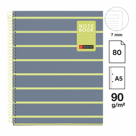 Miquelrius poznámkový blok Between the Lines NB-1, A5, 90g, karton, 80 listů, linka, Lemon